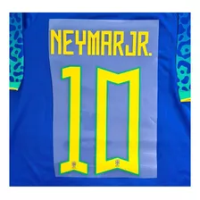 Kit Nome Número Neymar Jr 10 Camisa Azul Seleção Brasileira