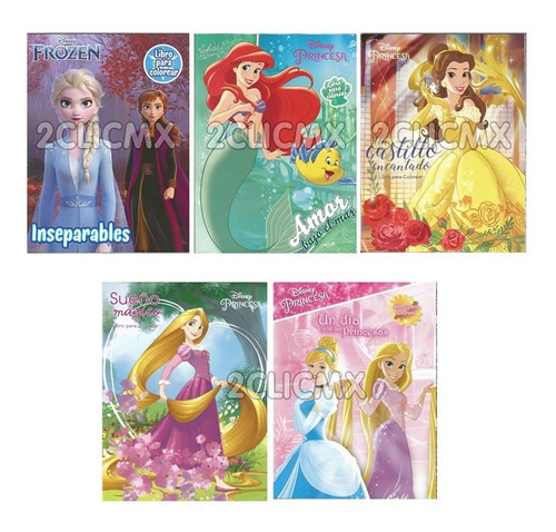 5 Libros Colorear Fiesta Infantil Princesas Niña 16 Pg Bolo