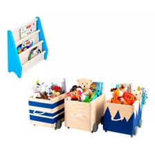 Caixotes Toy Box Organizador De Brinquedos + Rack Para Livro