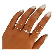 Conjunto 9 Anéis Simples Minimalistas Dourado