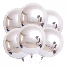 Globos Orbz 22pLG 6 Piezas Calidad Helio Esfera Plata Espejo