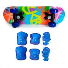 Skate Infantil Montado 42 Centímetros + Kit De Proteções 