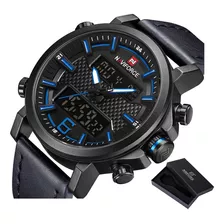 Reloj Luminoso Naviforce Business Quartz De Piel