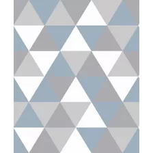 Papel De Parede Geométrico Cinza, Azul E Branco - Mod 59