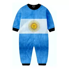 Macacão Pijama Bandeira Argentina Infantil América Moletom