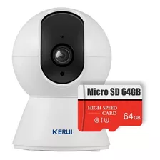 Câmera Kerui Tuya 2mp, Giro, Visão Noturna Wi-fi Cartão 64gb