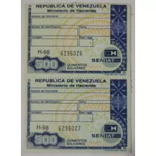 2 Timbres Fiscal De 500 Bolívares De Colección. Nuevos.
