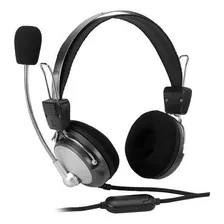 Fone Headset Com Microfone Satellite Ae-335 - Prata / Preto