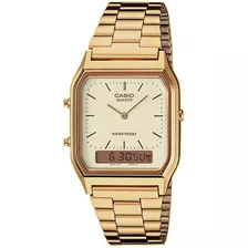 Reloj Casio Vintage Aq 230ga Acero Dorado Barras Hora Doble