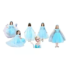 Fantasia Infantil Elsa Frozen + Capa + Coroa + Forro Tule