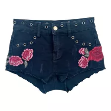 Shorts De Jean Bordado Mujer Nuevo Importado Talle S!!