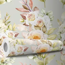 Papel De Parede Adesivo Aquarela Floral Quarto Rosa 10m