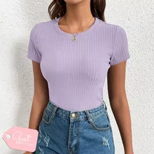 Blusa Lavanda Cuello Redondo Para Dama Talla S