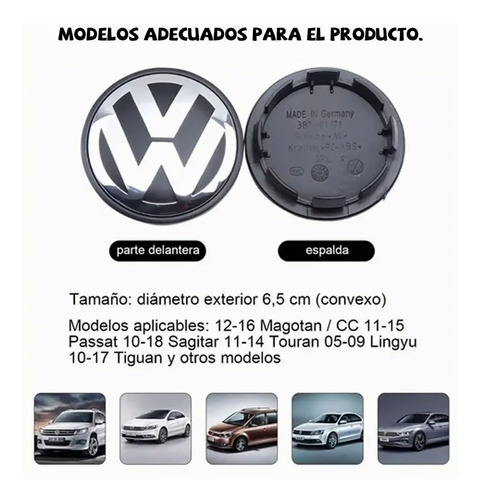 Tapas Centro De Rin Volkswagen Vw Jetta A6 A7, Bora, Tiguan Foto 3