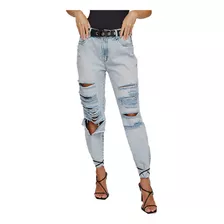 Calça Jeans Myft Com Cinto Relaxed High V23 Azul Feminino