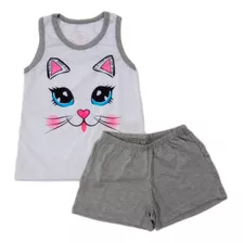 Pijama Infantil Feminino Estampa Gatinha