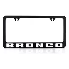 Portaplacas De Metal Bronco, Negro Letras Blancas.