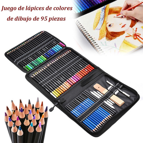 Kit De Lapices Dibujo Colores Pastel Profesionales H&b 95pzs