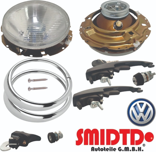 Kit Chapas Manijas Biceles Faros S/foco Vw Sedan 73-92 Vocho Foto 6