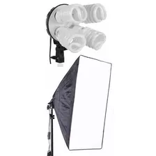 Kit 1 Softbox E27 Quadruplo 4 Lampadas 45w Ideal Youtubers 