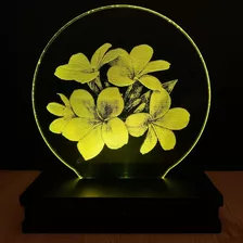 Lampara Led 3d Holograma Con Control Remoto Flores Efect 3d