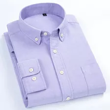 Camisas Oxford Lisas De Manga Completa Para Hombre Con Parch