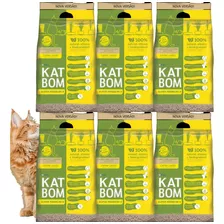 Kit 6 Katbom Granulado Sanitário Areia Gatos Capim Limão 3kg