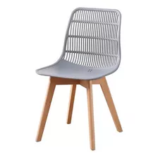 Silla De Living Comedor Eames Moscú Boxbit · Base De Madera Gris