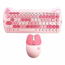 Teclado Y Ratón Inalámbricos Attoe, Diseño De Gato, Diseño D