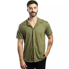 Camisa Slim Casual De Botão Praia Verão Homem Moderno