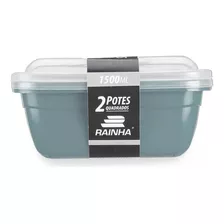 Potes Quadrados Com 2pçs Colorido 1500ml.