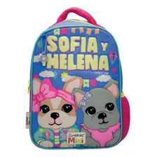 Mochila Simones Mini Samergo Color Celeste Diseño De La Tela Estampada