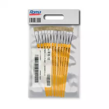 Pincel Para Tinta Óleo Artesanato E Escolar N°12 Roma Kit 12