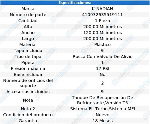 Deposito Anticongelante K-nadian Volvo S60 L5 2.4l 01 Al 09 Foto 3