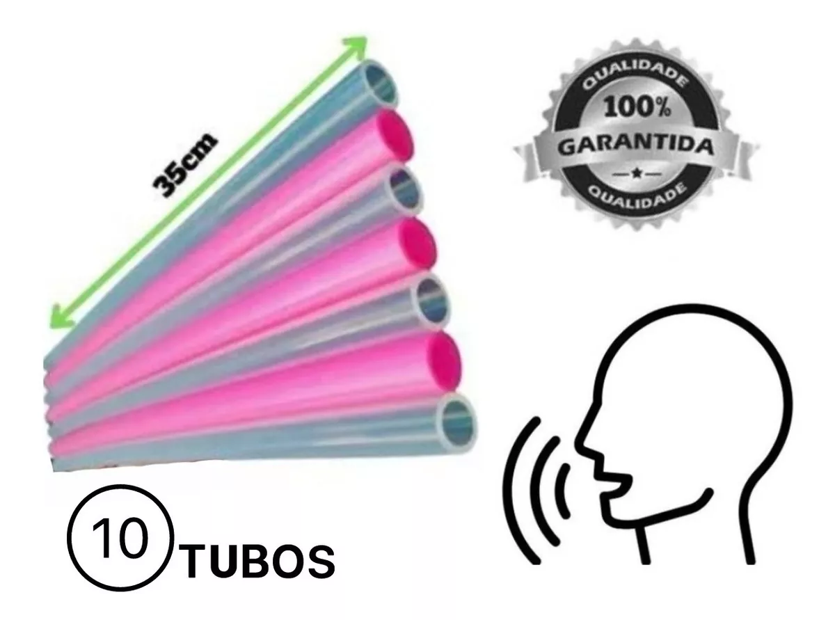 10 Tubo Ressonância Lax Vox Exercício Vocal Silicone 35 Cm