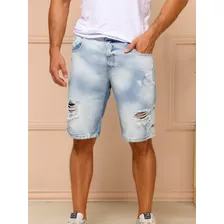 Bermuda Jeans Masculina Rasgada Claro Escuro Top Qualidade