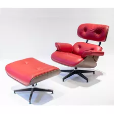 Butaca Charles Eames - 100% Cuero - C/apoya Pies - Rojo