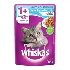 Alimento Whiskas Premium Castrados 1+ Para Gato Adulto Sabor Peixe Em Saco De 85g