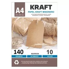 Papel Kraft Misionero Asb De 140 Grs Paquete X 10 Hojas A4