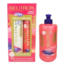 Kit Cabelo Mar E Piscina Netrox Shampoo+cond+creme+brinde