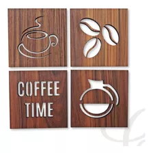 Quadrinhos Decorativos Cozinha Cantinho Do Café Com 4 Em Mdf