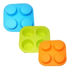 3 Formas Cupcake Silicone 4 Cavidades Petit Gateau Empada