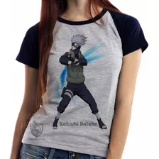 Blusa Baby Look Camiseta Manga Naruto Kakashi Hatake