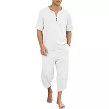 Conjunto De Pantalones Y Camisa De Lino Para Hombre, 2 Pzas