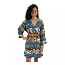 Túnica Maia Indiana Feminina Estampada Boho Hippie 343