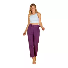 Calça Feminina Clochard Alfaiataria Com Cinto 