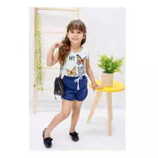 Kit 2 Conjunto Infantil Menina Criança 100% Algodão Macio