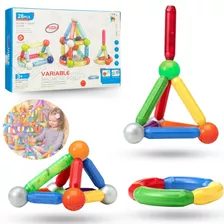  Blocos Magnéticos 28 Peças Brinquedo Educativo Infantil