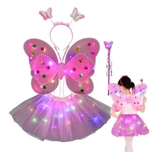 Alas De Mariposa De Disfraz Con Luces Para Niños,alas Mariposa De Hada Con Luz Cosplay Ropa Para Niño, 4 Piezas