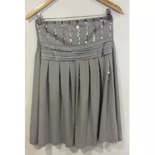 Vestido Strapless Gris Con Apliques Lolita Talle S 